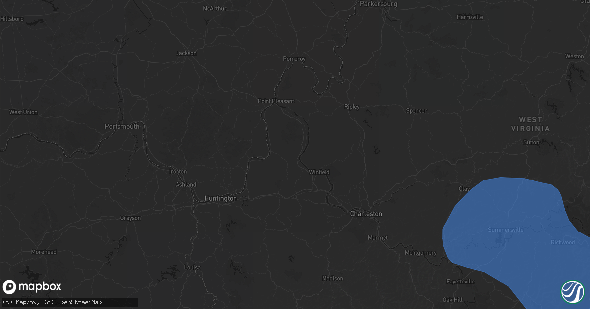 Hail map in Fraziers Bottom, WV on August 16, 2026