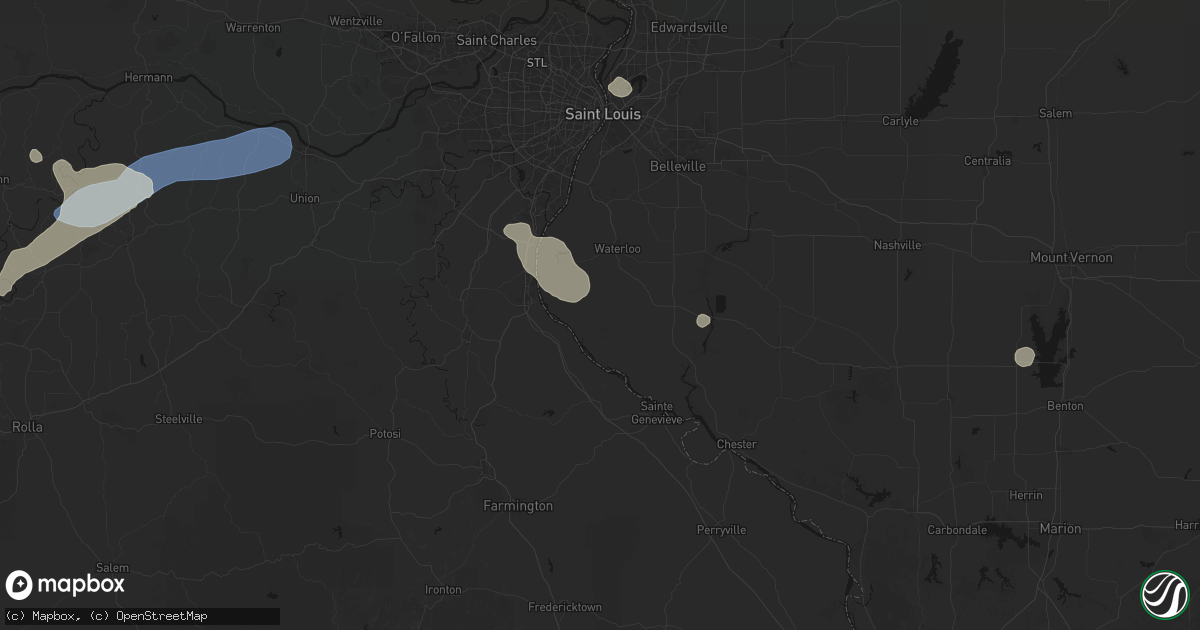 Hail map in Fults, IL on August 16, 2026