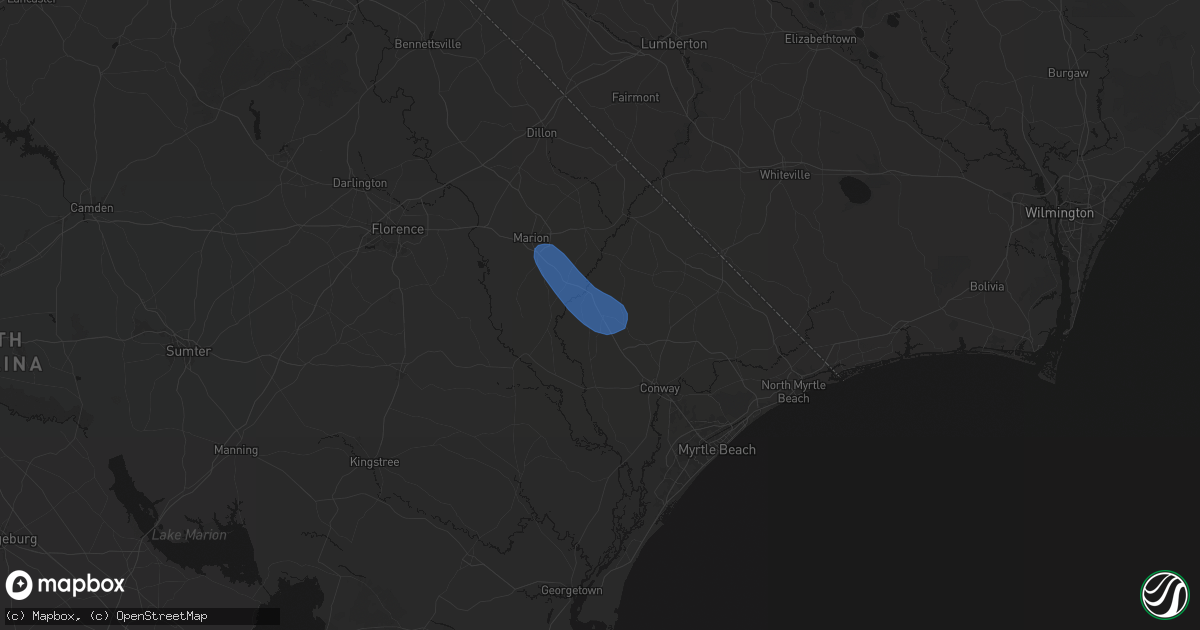 Hail map in Galivants Ferry, SC on August 16, 2026