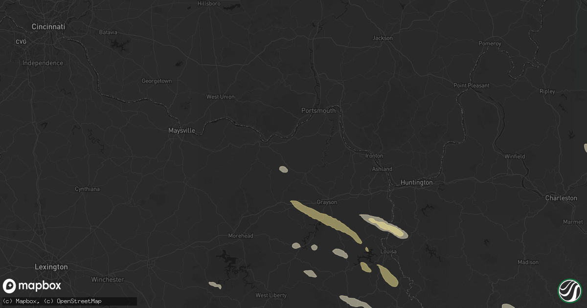 Hail map in Garrison, KY on August 16, 2026