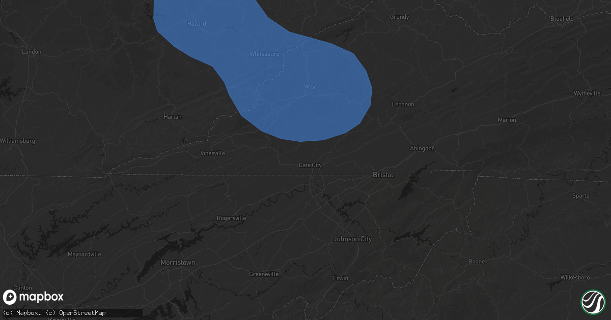 Hail map in Gate City, VA on August 16, 2026