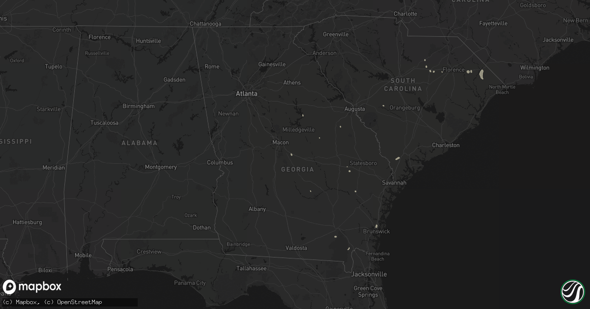 Hail map in Georgia on August 16, 2026