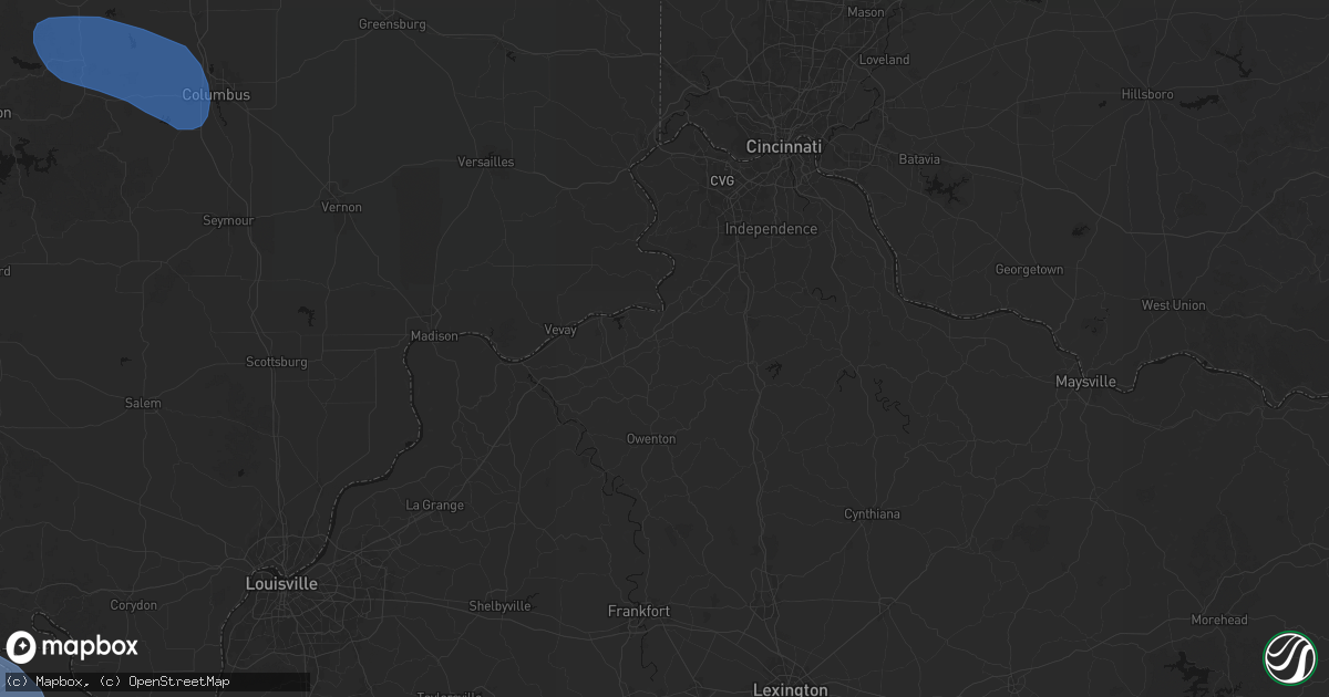 Hail map in Glencoe, KY on August 16, 2026