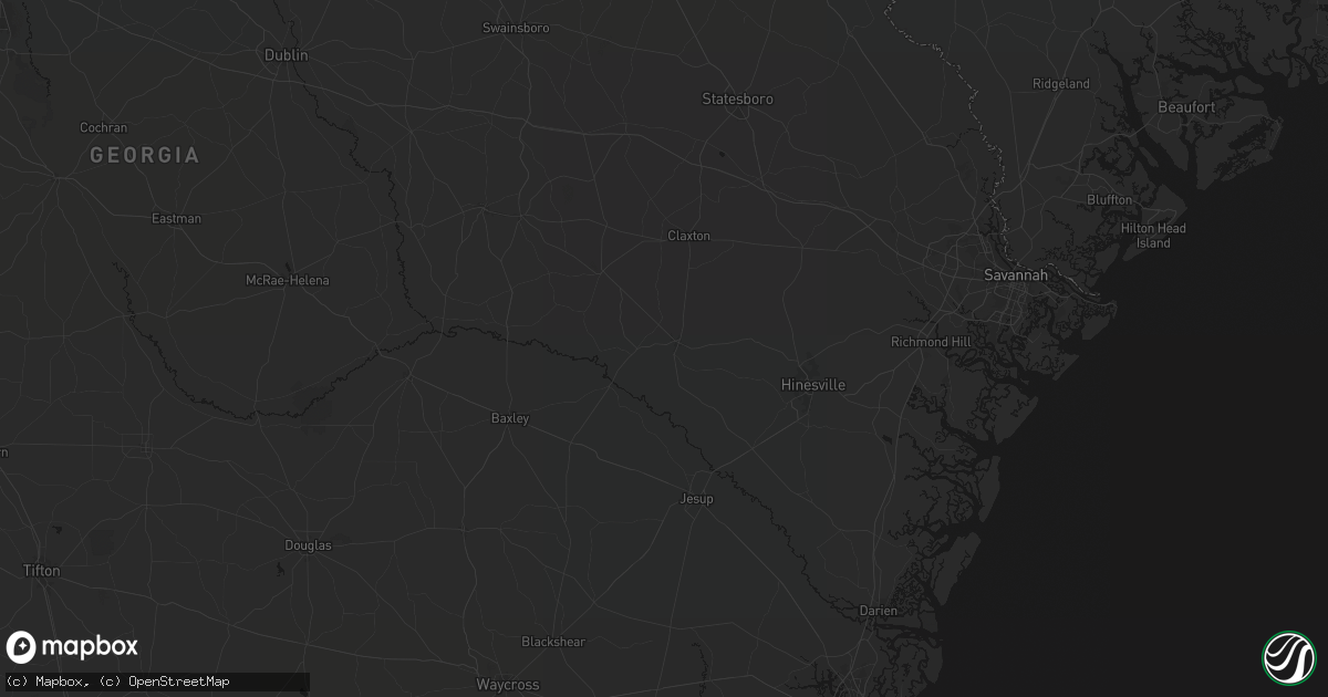 Hail map in Glennville, GA on August 16, 2026
