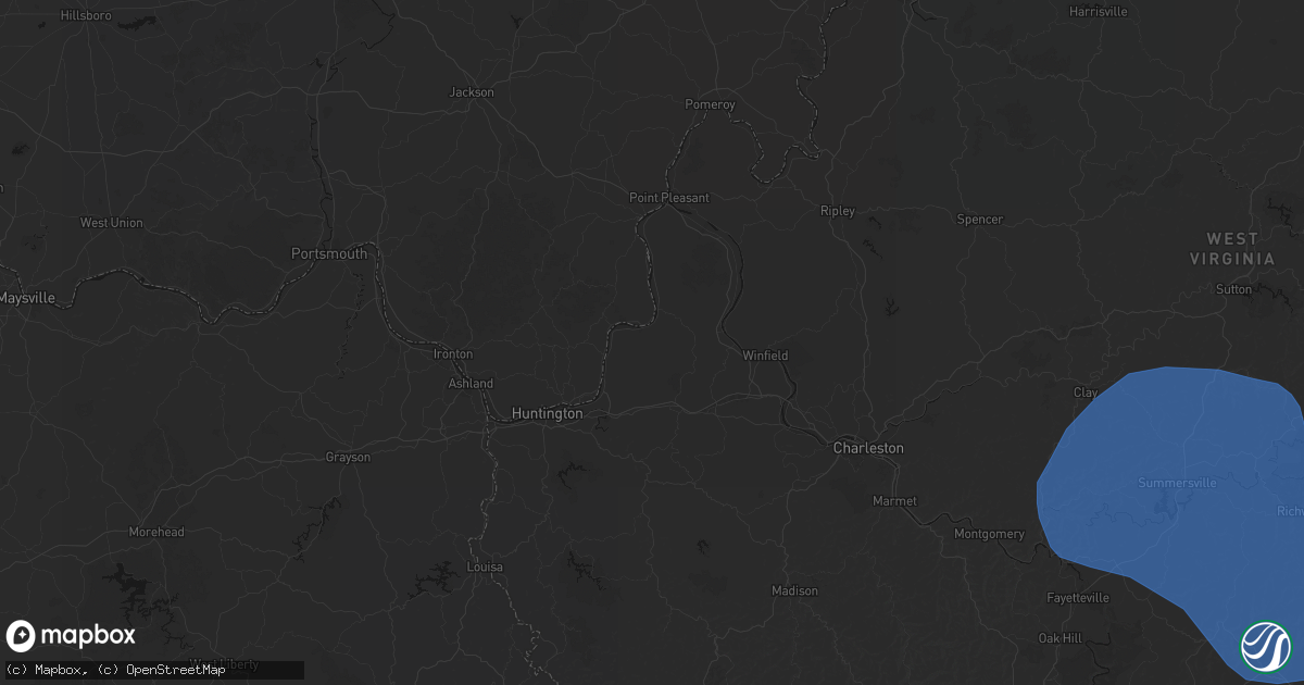 Hail map in Glenwood, WV on August 16, 2026