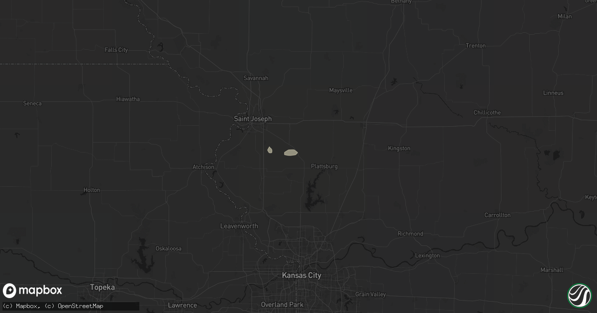 Hail map in Gower, MO on August 16, 2026
