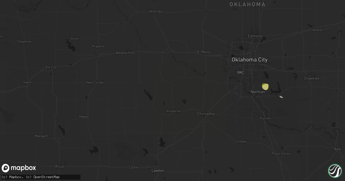 Hail map in Gracemont, OK on August 16, 2026