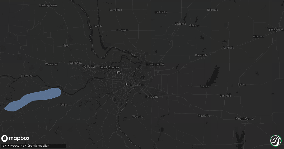 Hail map in Granite City, IL on August 16, 2026