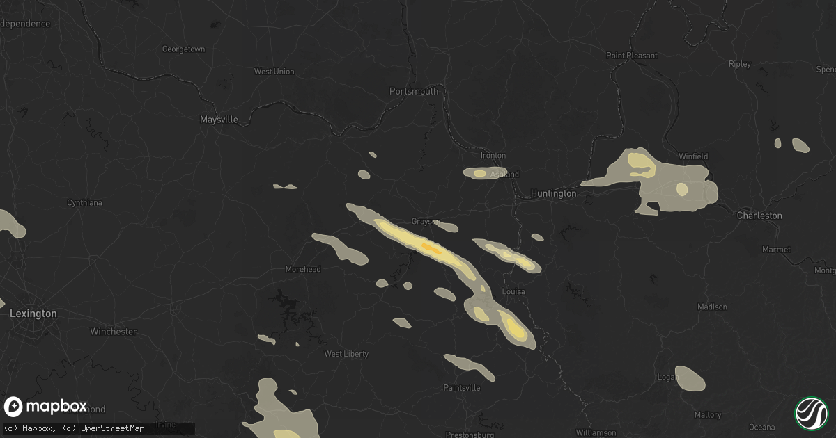 Hail map in Grayson, KY on August 16, 2026