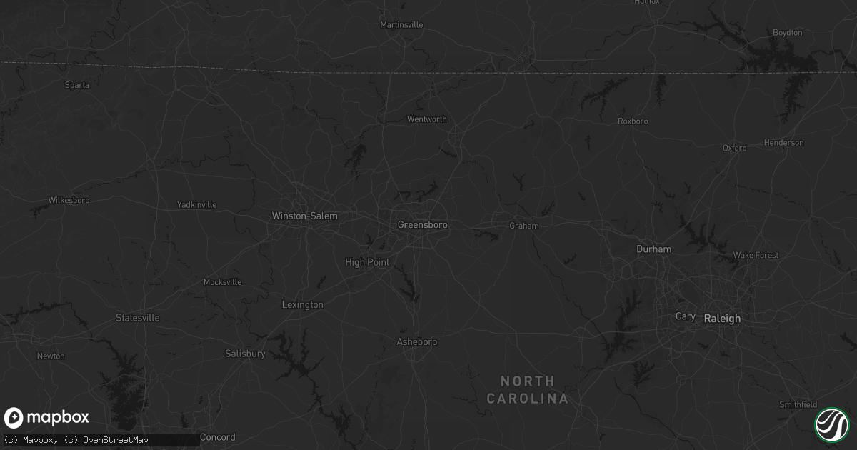 Hail map in Greensboro, NC on August 16, 2026