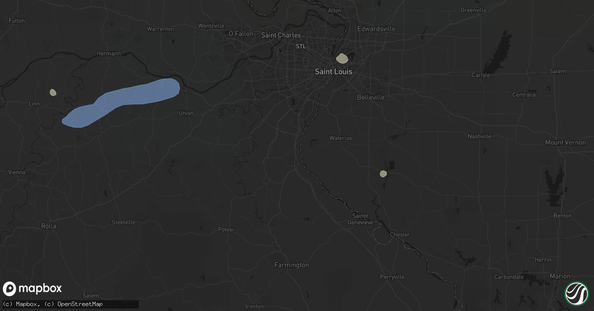 Hail map in Herculaneum, MO on August 16, 2026