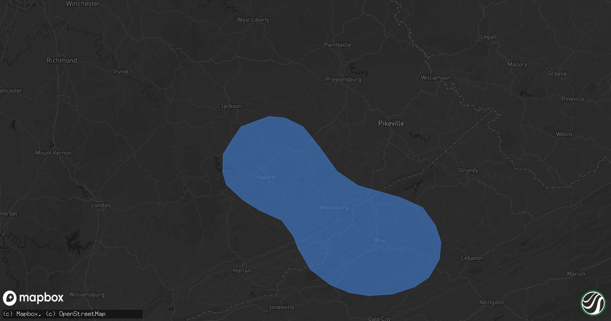 Hail map in Hindman, KY on August 16, 2026