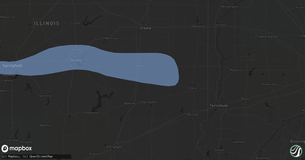 Hail map in Hindsboro, IL on August 16, 2026