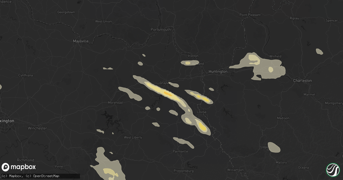 Hail map in Hitchins, KY on August 16, 2026