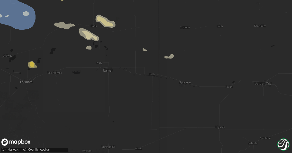 Hail map in Holly, CO on August 16, 2026