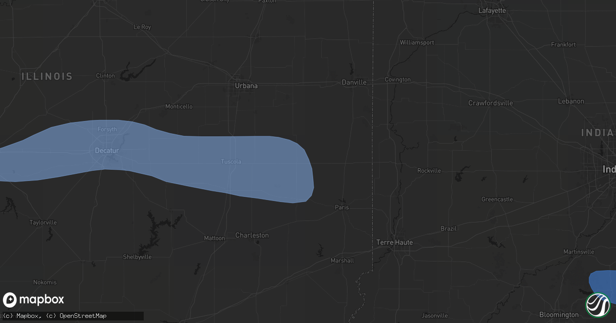 Hail map in Hume, IL on August 16, 2026