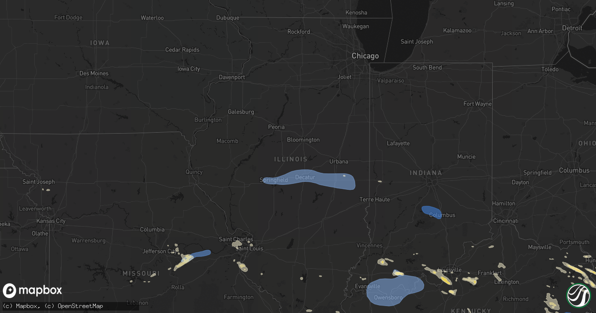 Hail map in Illinois on August 16, 2026