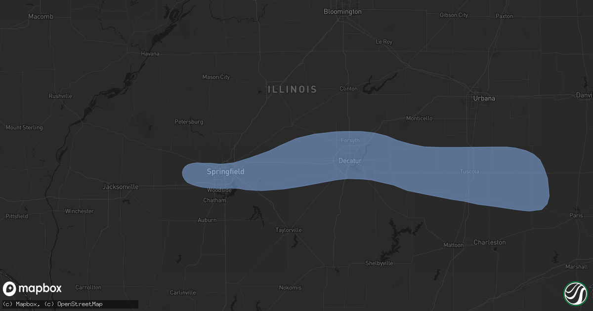 Hail map in Illiopolis, IL on August 16, 2026
