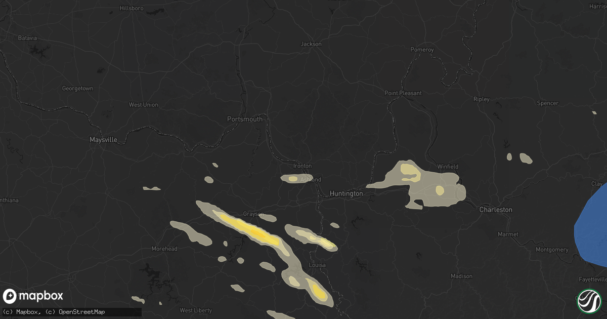 Hail map in Ironton, OH on August 16, 2026