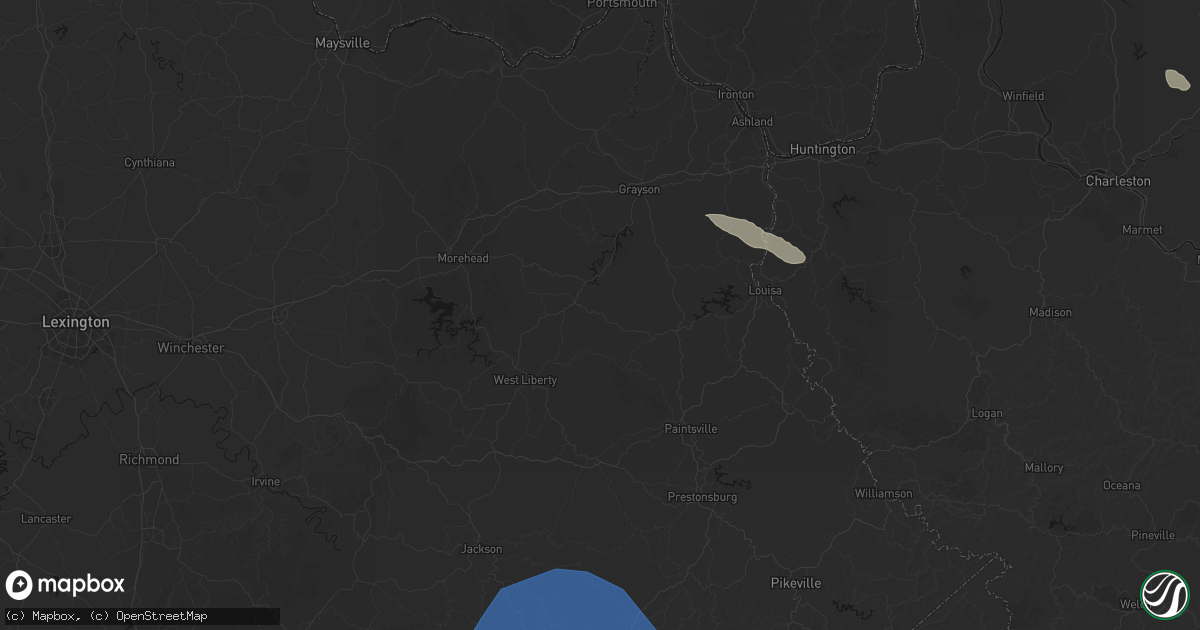 Hail map in Isonville, KY on August 16, 2026