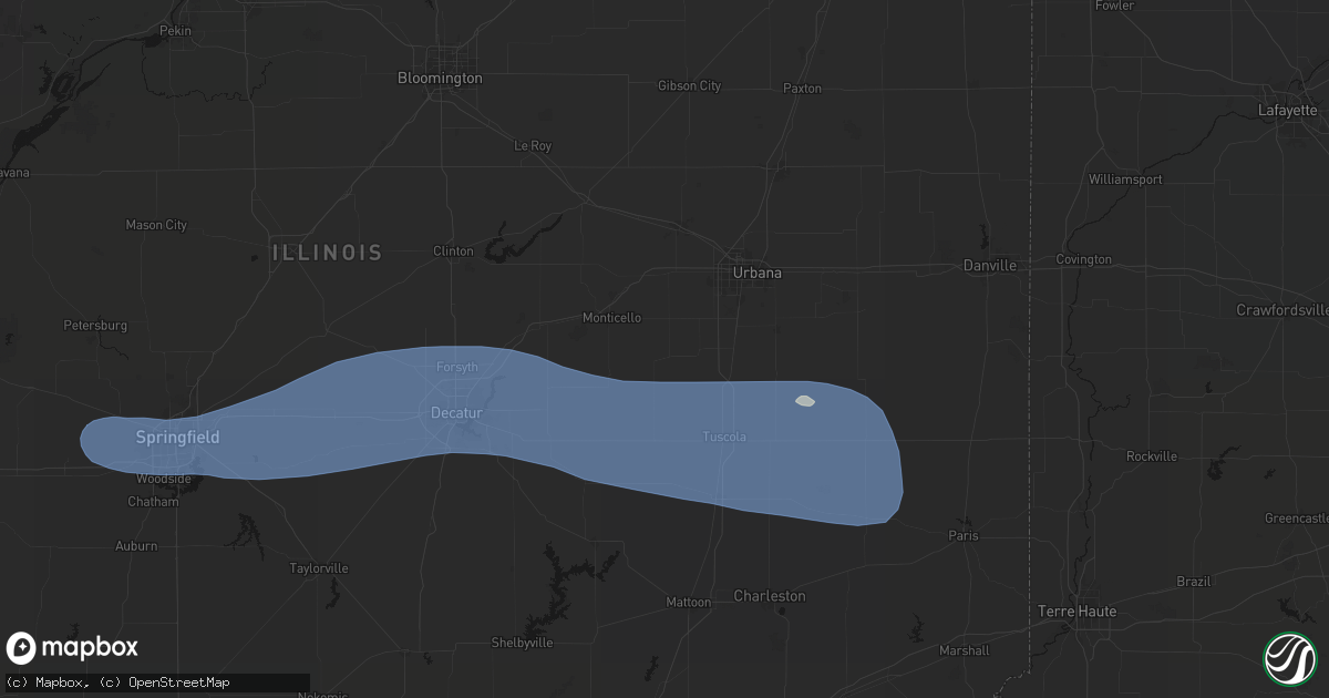 Hail map in Ivesdale, IL on August 16, 2026