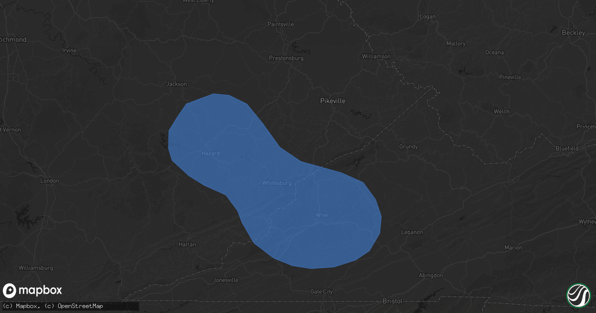 Hail map in Jackhorn, KY on August 16, 2026