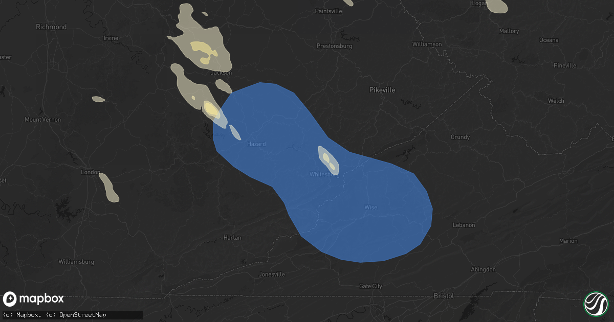 Hail map in Jeremiah, KY on August 16, 2026