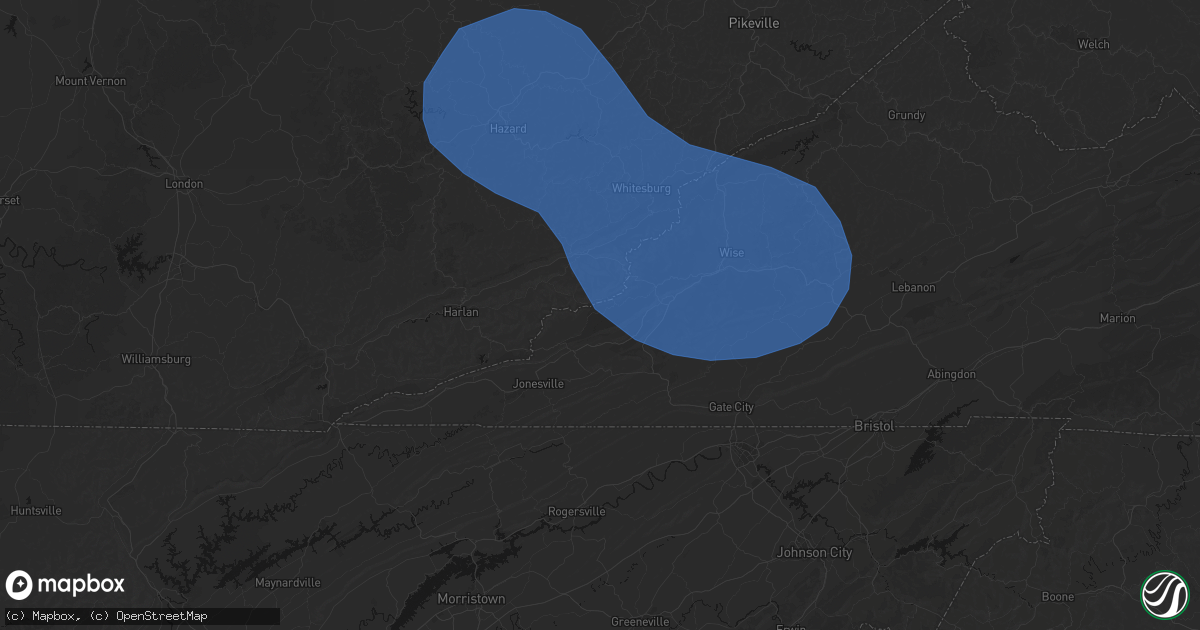 Hail map in Keokee, VA on August 16, 2026
