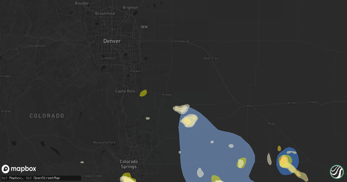 Hail map in Kiowa, CO on August 16, 2026
