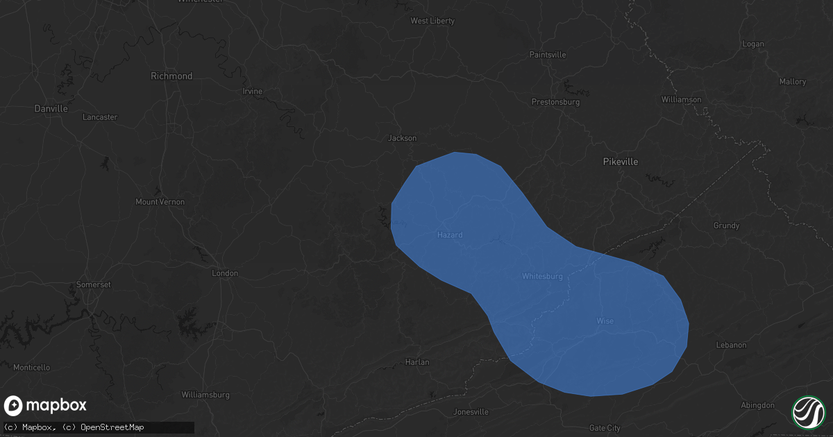 Hail map in Krypton, KY on August 16, 2026