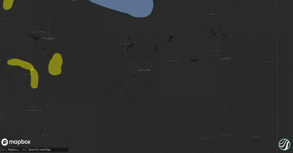 Hail map in La Junta, CO on August 16, 2026