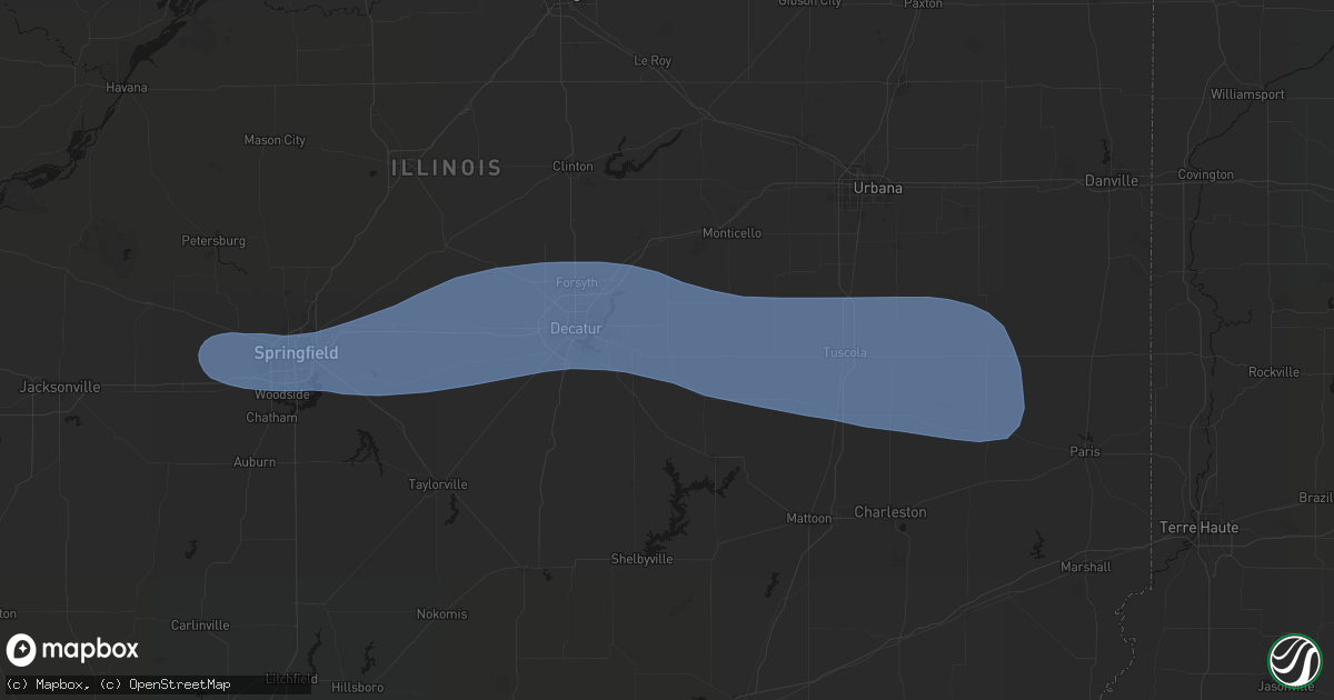 Hail map in La Place, IL on August 16, 2026
