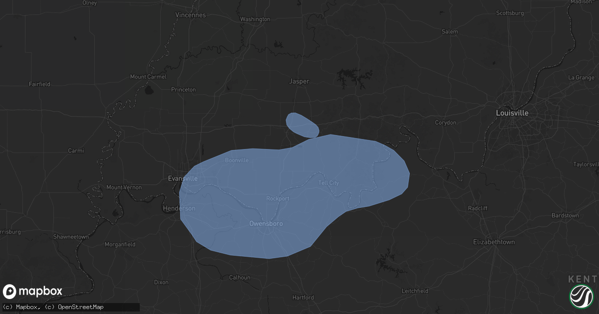 Hail map in Lamar, IN on August 16, 2026