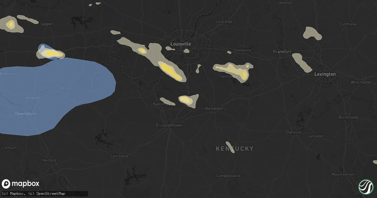 Hail map in Lebanon Junction, KY on August 16, 2026