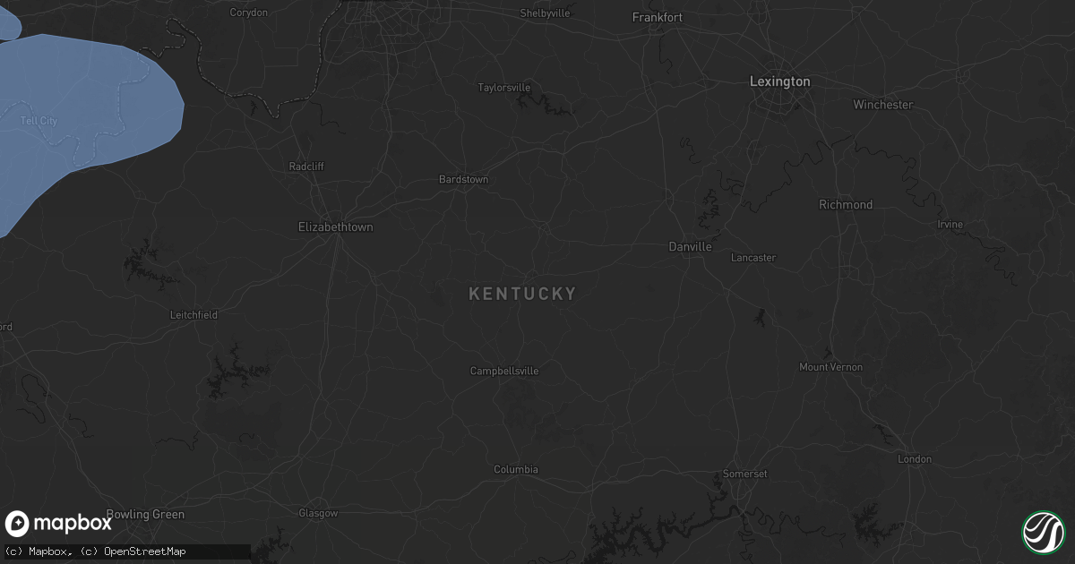 Hail map in Lebanon, KY on August 16, 2026