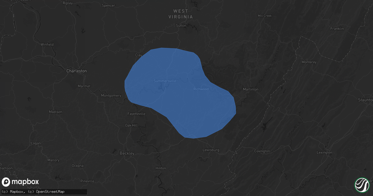 Hail map in Leivasy, WV on August 16, 2026