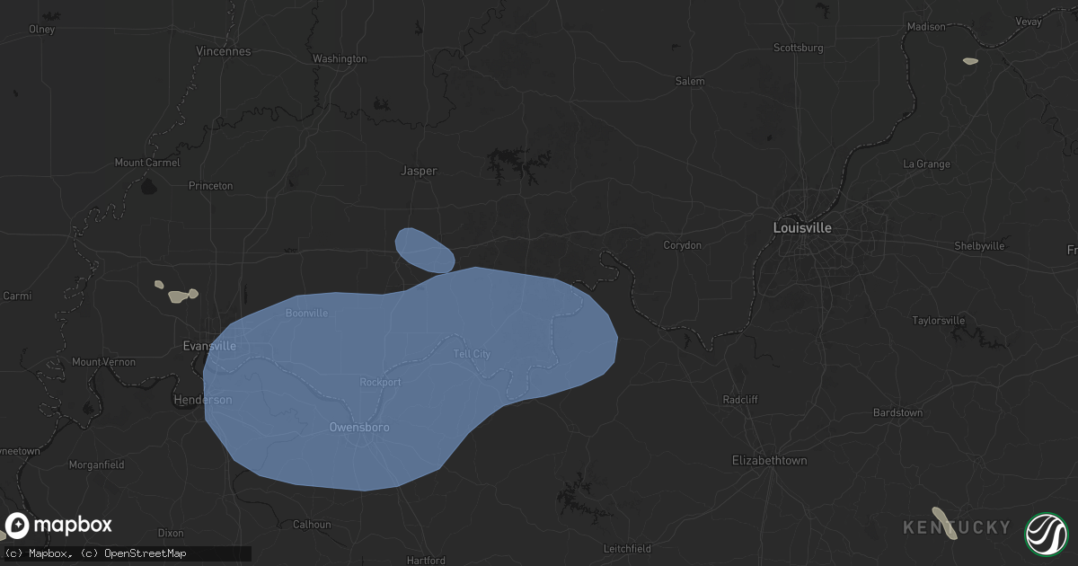 Hail map in Leopold, IN on August 16, 2026
