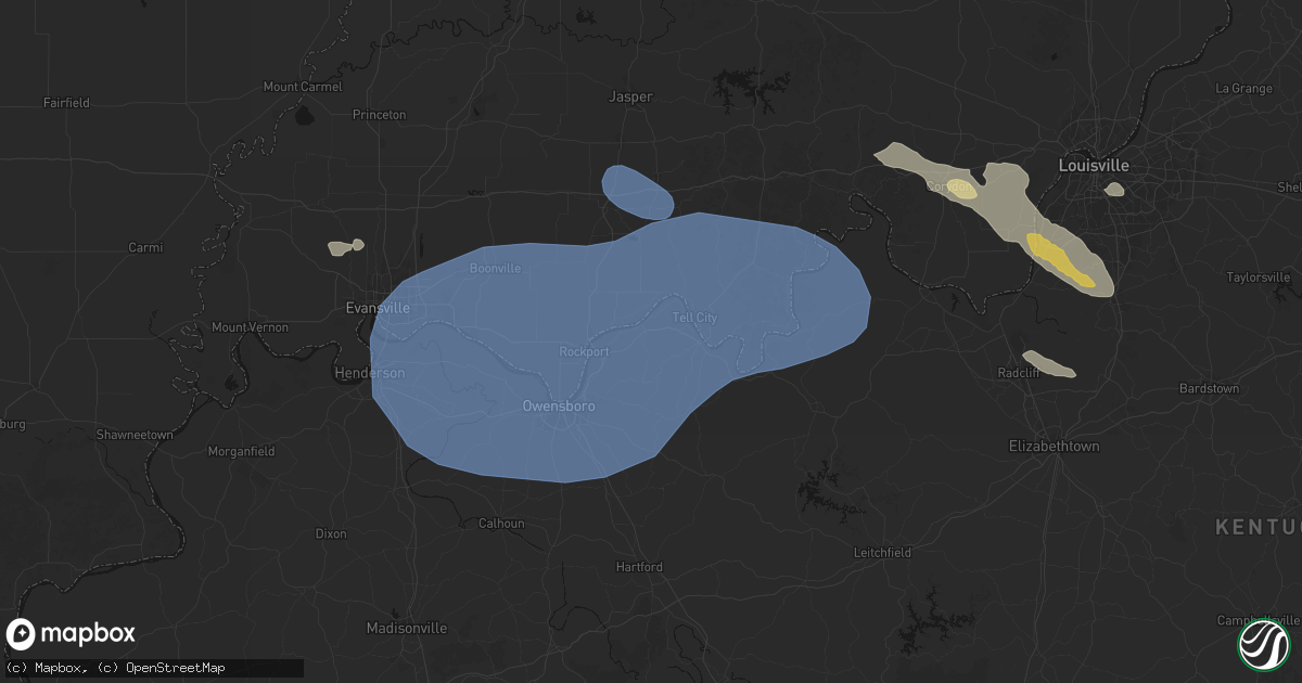 Hail map in Lewisport, KY on August 16, 2026