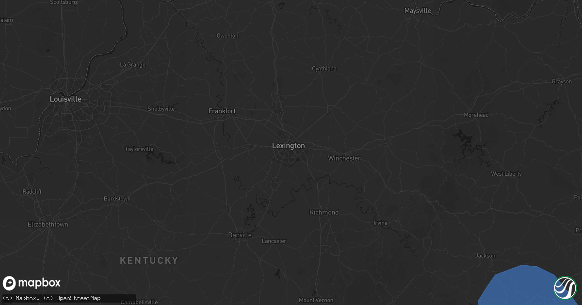 Hail map in Lexington, KY on August 16, 2026