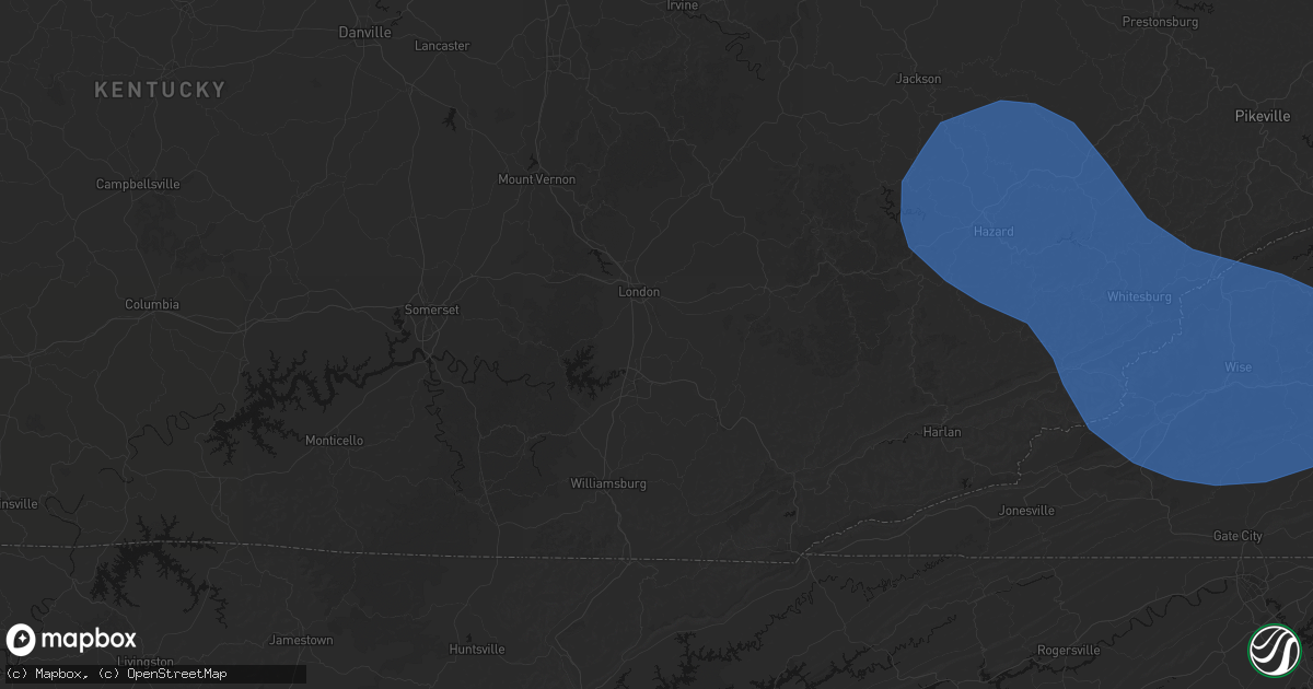 Hail map in Lily, KY on August 16, 2026