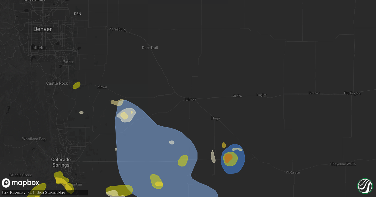 Hail map in Limon, CO on August 16, 2026