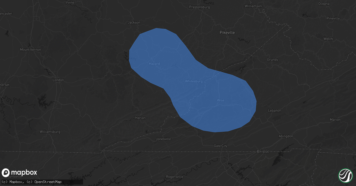 Hail map in Linefork, KY on August 16, 2026