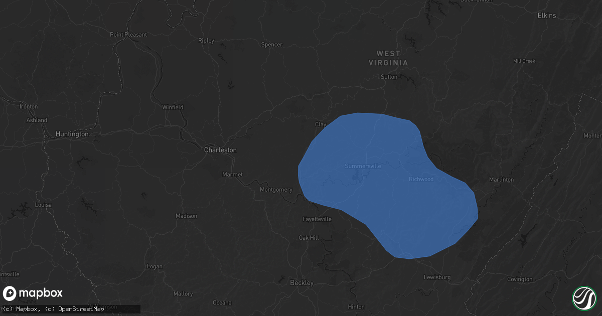 Hail map in Lizemores, WV on August 16, 2026