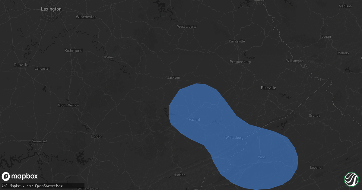 Hail map in Lost Creek, KY on August 16, 2026