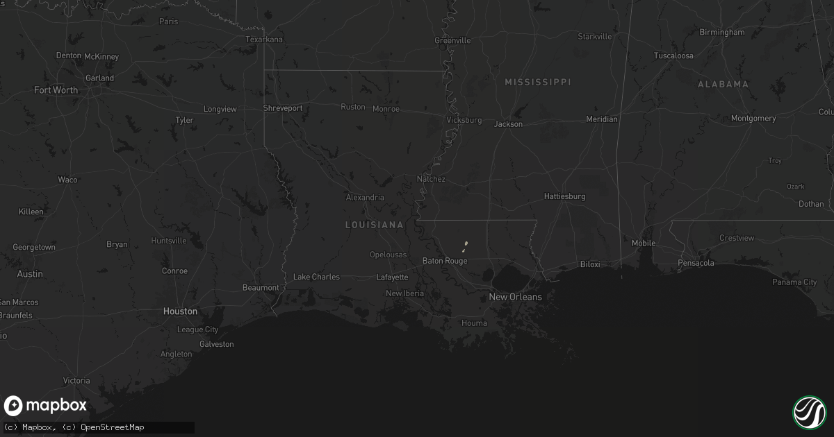 Hail map in Louisiana on August 16, 2026