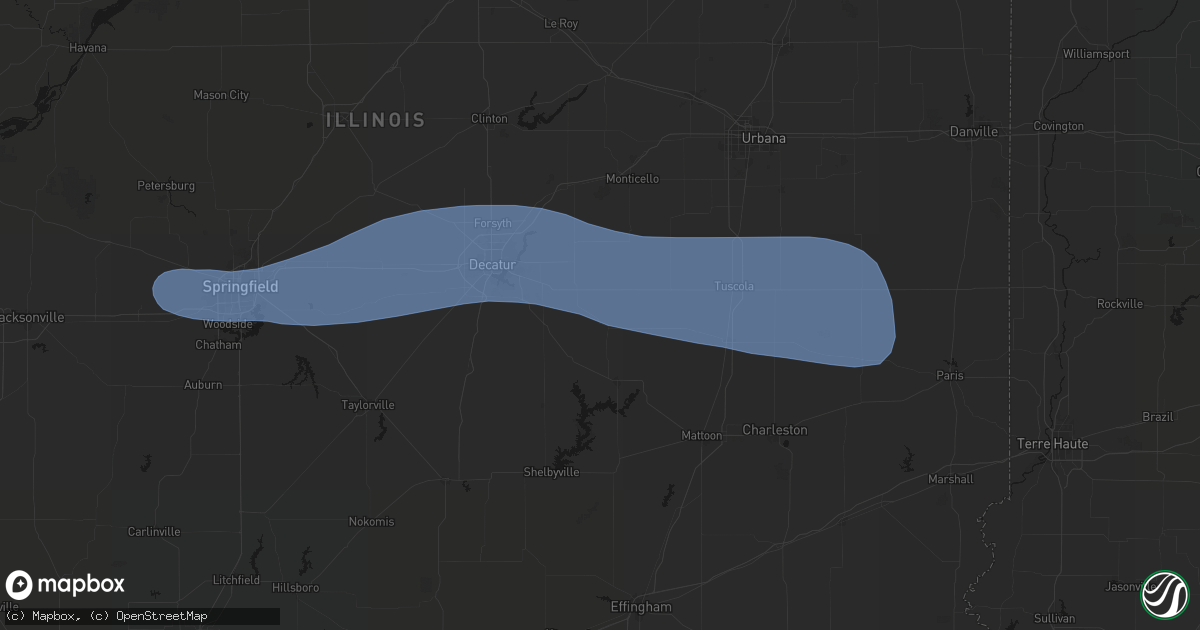 Hail map in Lovington, IL on August 16, 2026