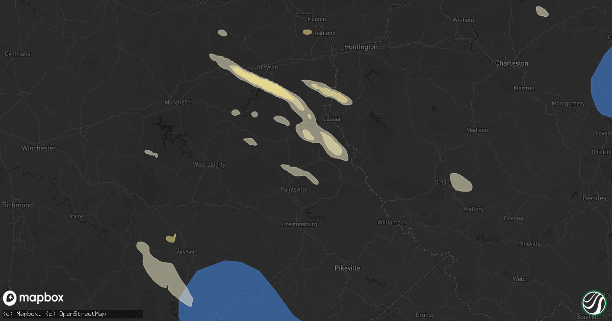 Hail map in Lowmansville, KY on August 16, 2026