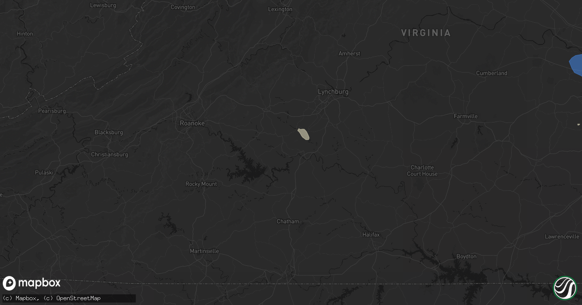 Hail map in Lynch Station, VA on August 16, 2026