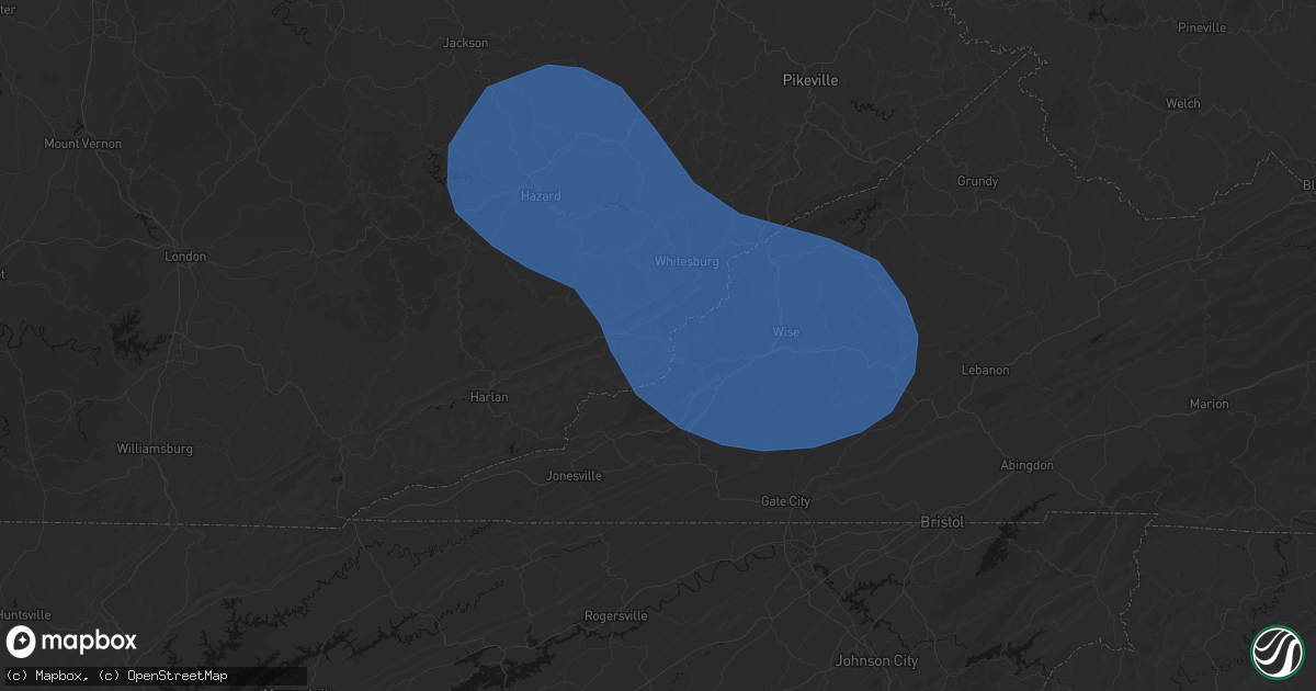 Hail map in Lynch, KY on August 16, 2026