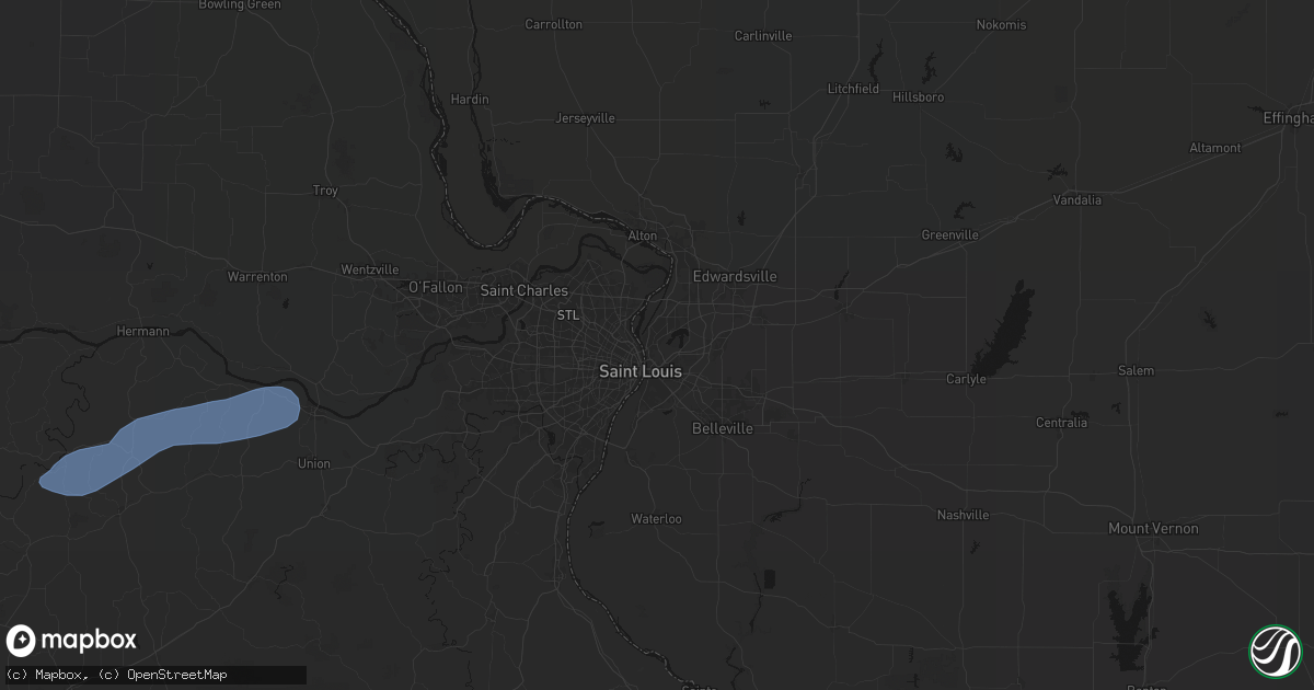Hail map in Madison, IL on August 16, 2026